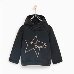 Zara “Real Friends” Hooded Shirt. Size 6-9M.